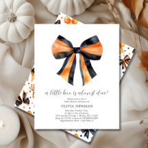 Halloween Black Orange Coquette Bow Baby Shower