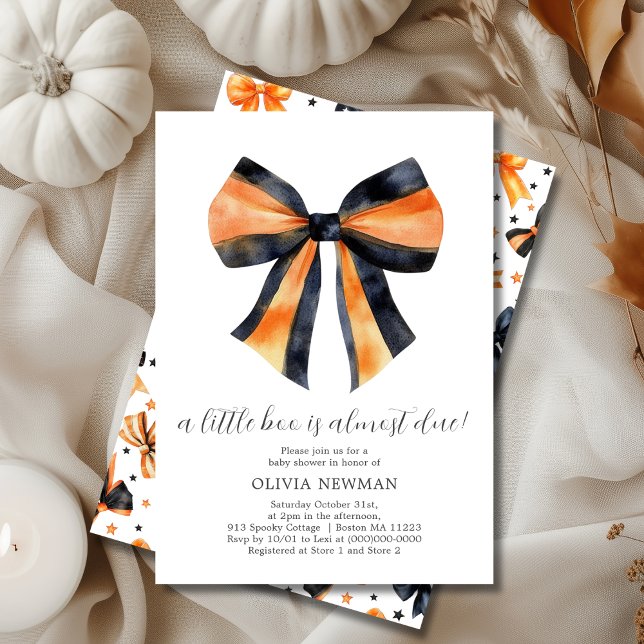 Halloween Black Orange Coquette Bow Baby Shower Inbjudningar (Skapare uppladdad)