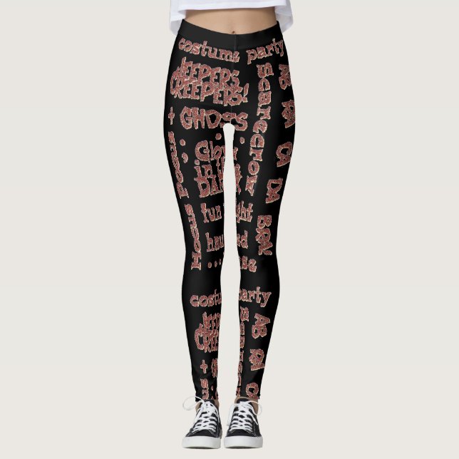 Halloween Black Orange Costume Party Leggings (Framsida)