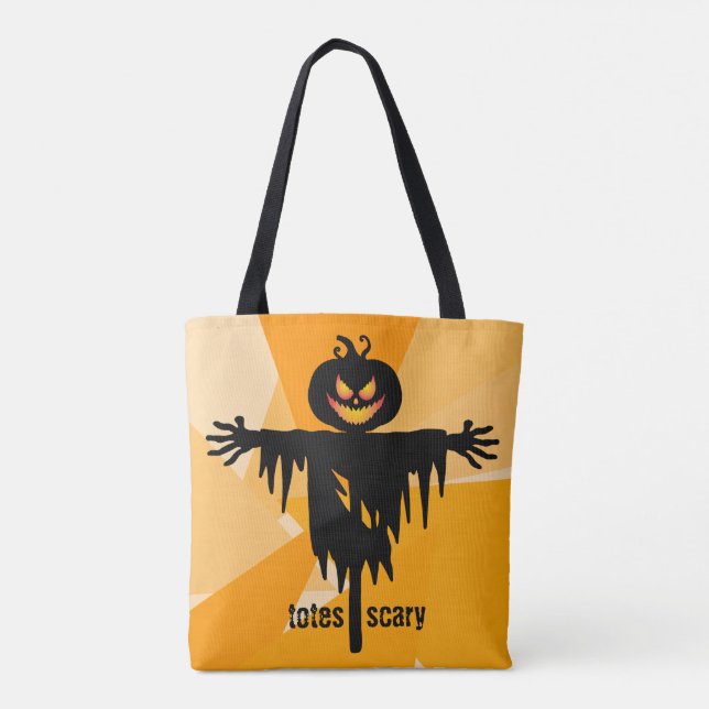 Halloween Black Orange Fågelskrämma Tygkasse (Baksida)