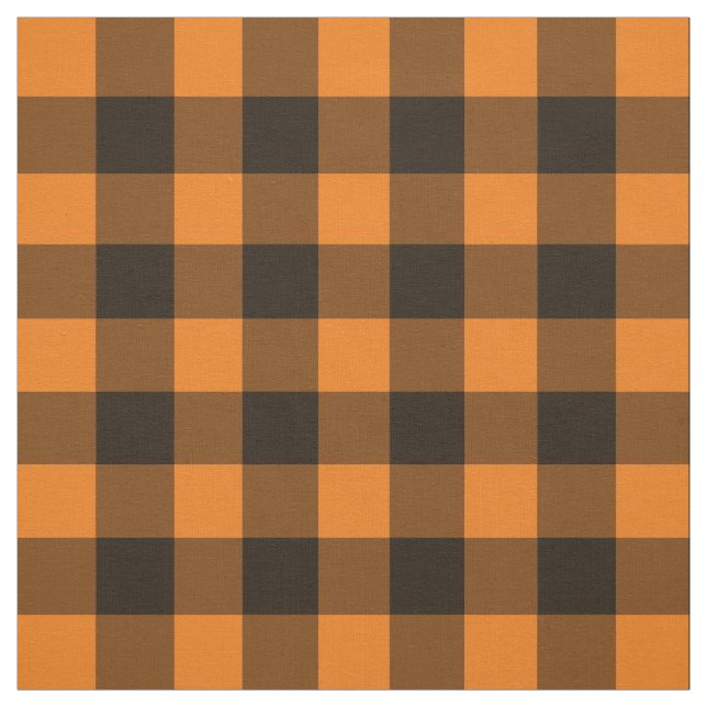 Halloween Black Orange Gingham Check Mönster Tyg (Provkarta)