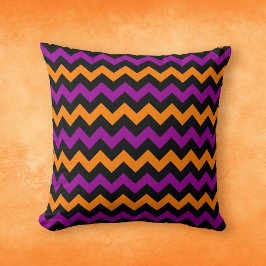 Halloween Black Orange Lila Chevron Mönster Kudde