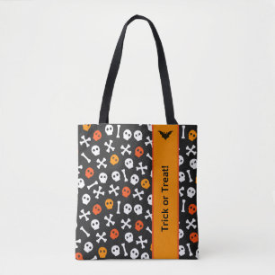 Halloween Black, Orange och vita symboler Tygkasse