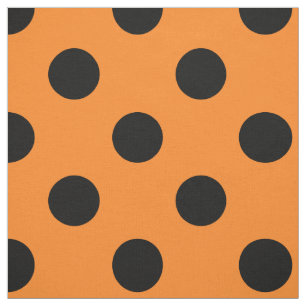 Halloween Black Orange Polka Dot Tyg