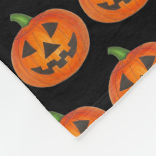 Halloween Black Orange Pumpkin Jack o'Lantern Fleecefilt