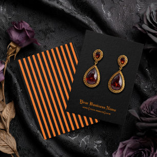 Halloween Black Orange Rand Earring Visning Card Visitkort