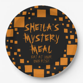 Halloween Black Orange Squares Namn Spooky Food