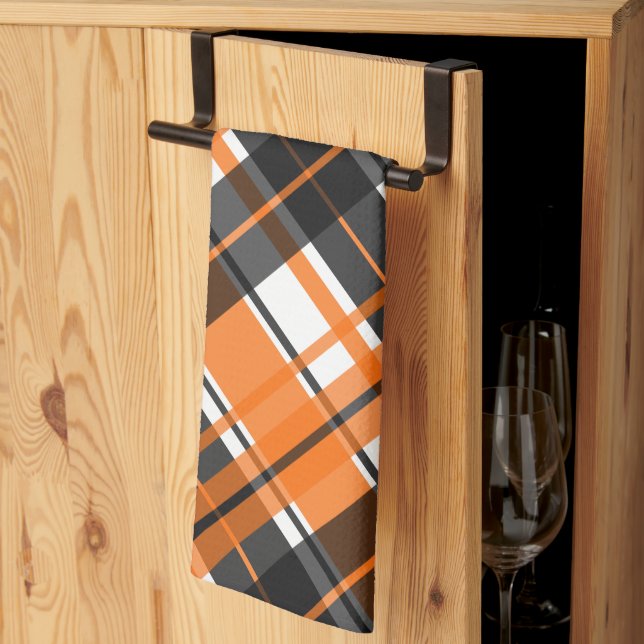 Halloween Black Orange White Play Kökshandduk (Thirds Fold)