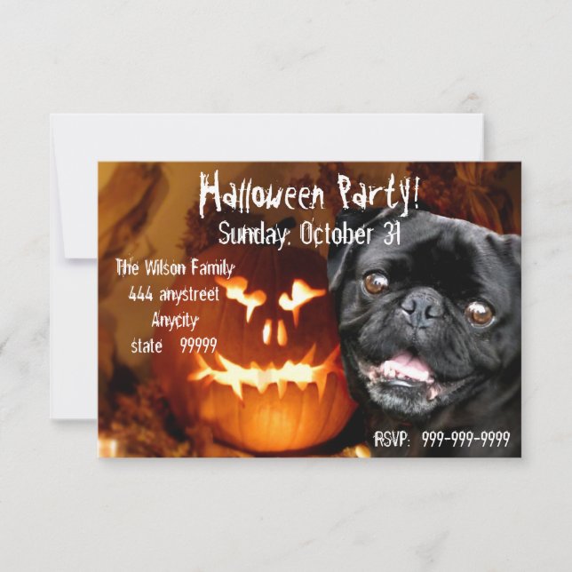 Halloween Black Pug-gruppinbjudan Inbjudningar (Framsida)