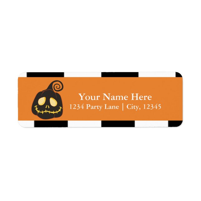 Halloween Black Pumpkin Whimsical Returadress Etikett (Framsidan)