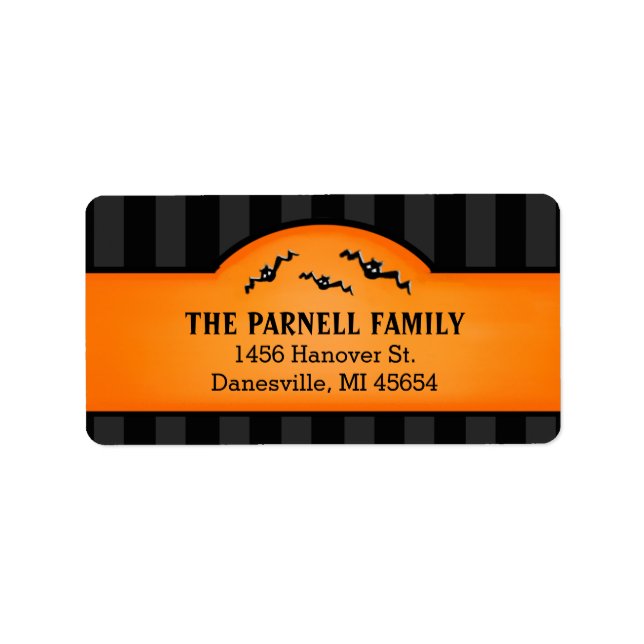 Halloween Black Rand & Orange-etiketter med Fladde Adressetikett (Framsidan)