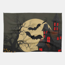 Halloween Black Red Haunted House Fladdermus Full 