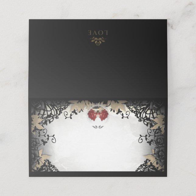 Halloween Black Ro Elegant Blank Placeringskort (Utvändigt utvikt)