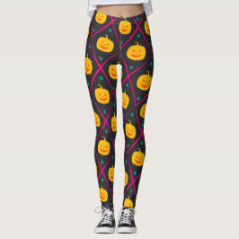 Halloween Black Rosa Minimal Mönster Leggings