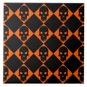 Halloween Black Skull Ceramic Tile Kakelplatta