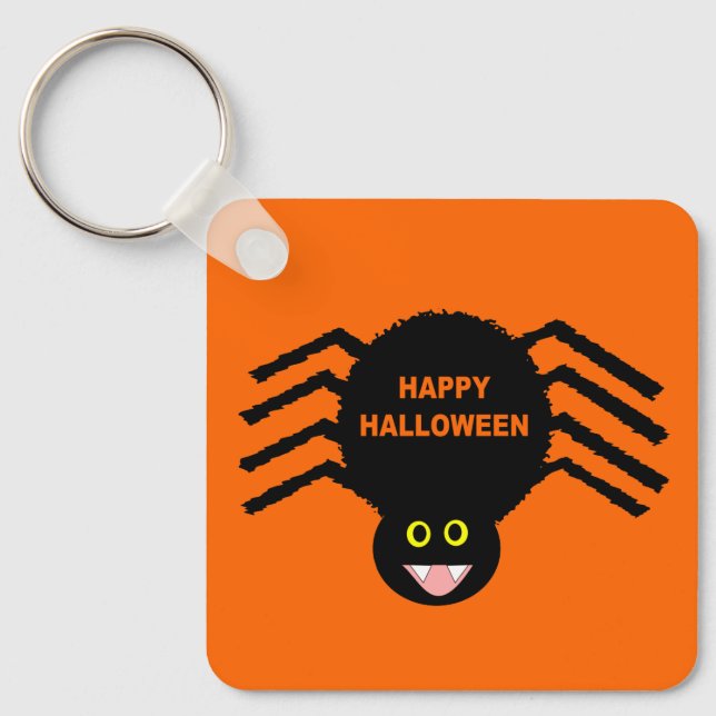 Halloween Black Spider Anpassningsbar Nyckelring (Framsida)