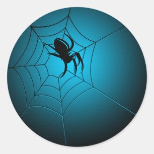 Halloween Black Spider på Webben Runt Klistermärke
