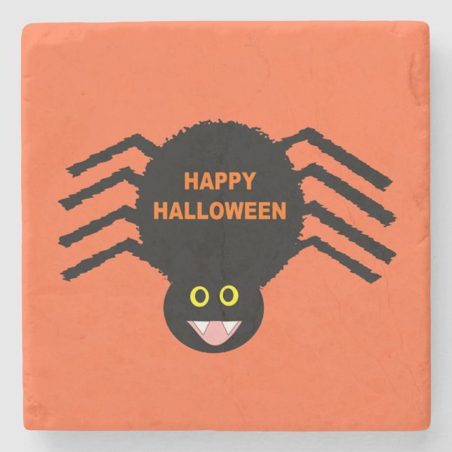 Halloween Black Spider Stone Underlägg Sten (Framsidan)