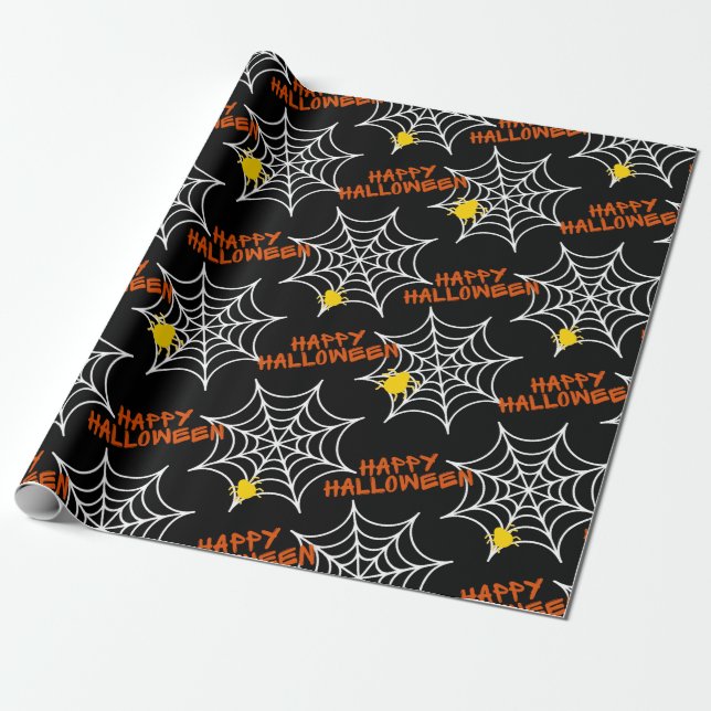 Halloween Black Spindelnät Presentpapper (Utrullad)