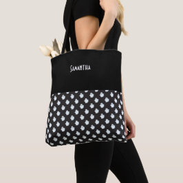 Halloween Black w/ Cute White Spöken Namn Tygkasse