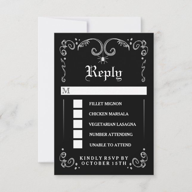 Halloween Black White Gothic 3,5x5 MENU-OSA OSA Kort (Framsida)