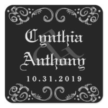 Halloween Black White Gothic Names & Wedding Date