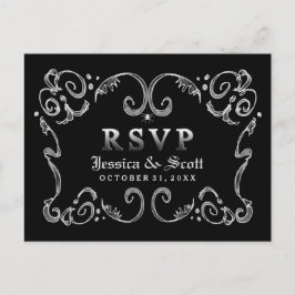 Halloween Black White Gothic Rulla OSA Inbjudan Vykort
