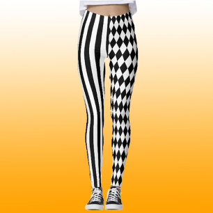 Halloween Black White Rand Harlequin Mönster Leggings