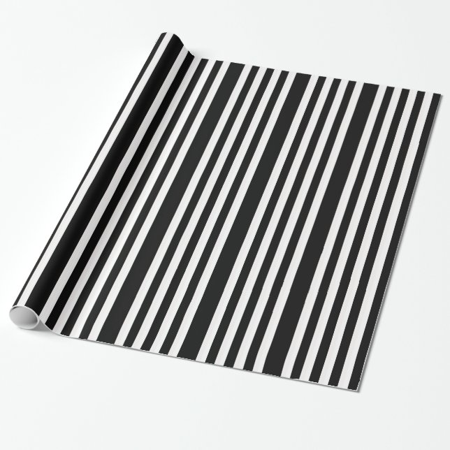 Halloween Black White Stripe Gift Presentpapper (Utrullad)