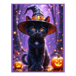 Halloween Black Witchy Cat Fototryck
