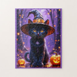 Halloween Black Witchy Cat Pussel