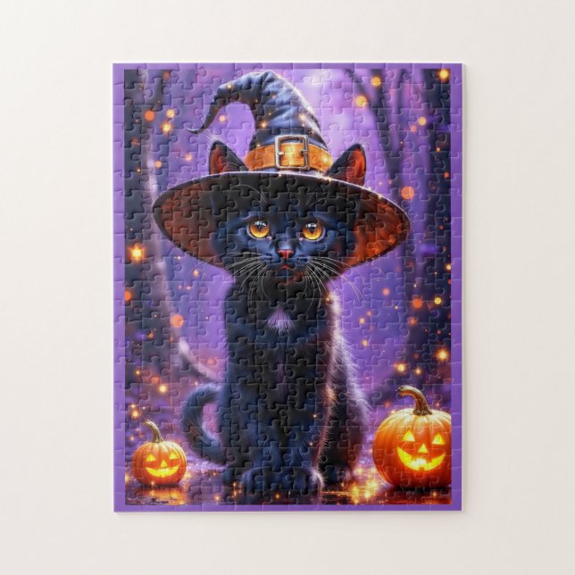 Halloween Black Witchy Cat Pussel (Vertikal)