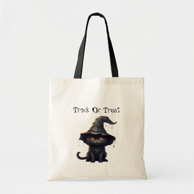 Halloween Black Witchy Kitten Cat Witch Tygkasse (Framsidan)