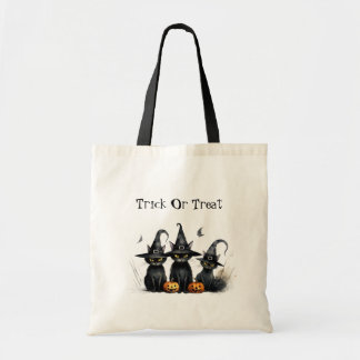 Halloween Black Witchy Kittens Cat Witch Tygkasse