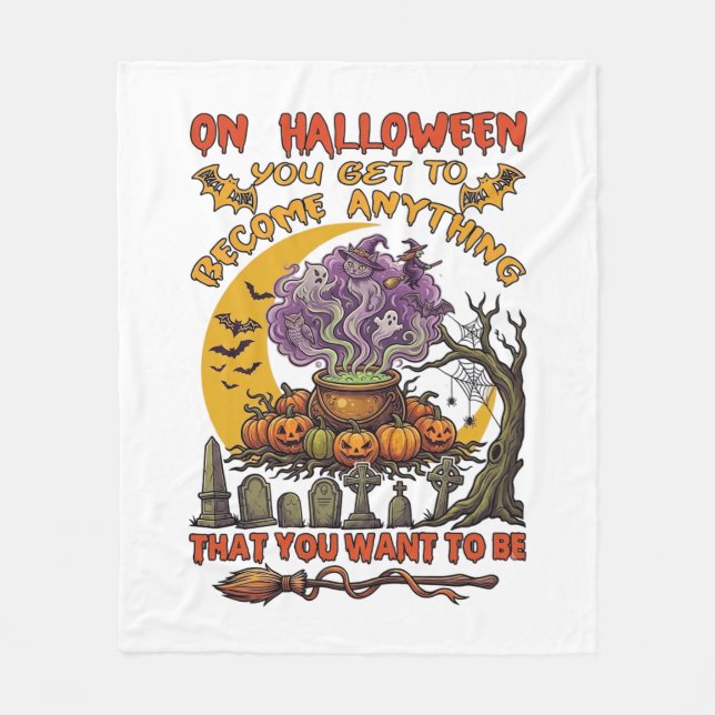 Halloween Bli Vad Som Helst Kittel Katt Spöke Pump Fleecefilt (Framsidan)