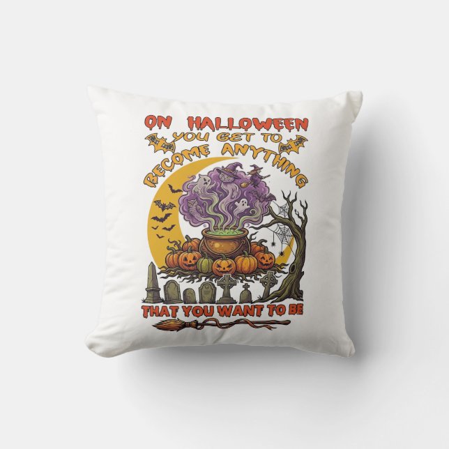 Halloween Bli Vad Som Helst Kittel Katt Spöke Pump Kudde (Framsida)