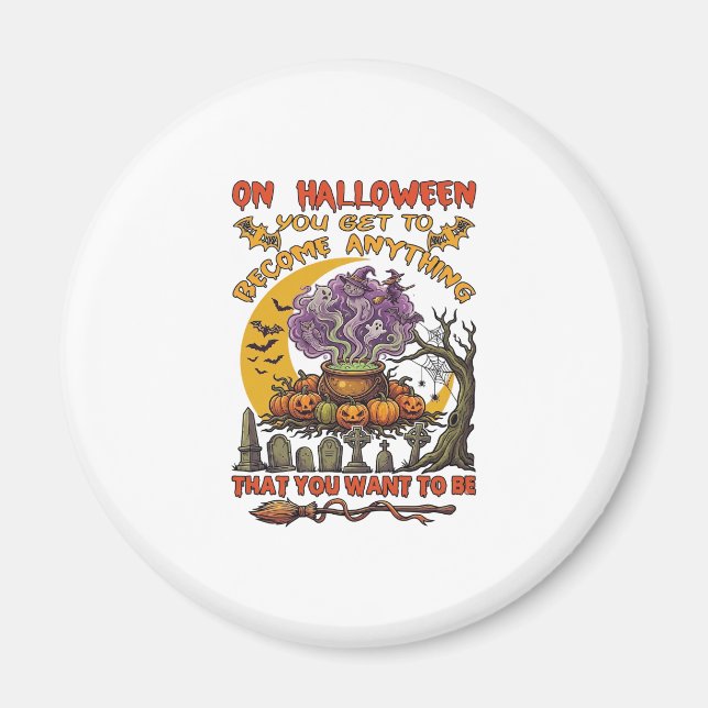 Halloween Bli Vad Som Helst Kittel Katt Spöke Pump Magnet (Framsidan)