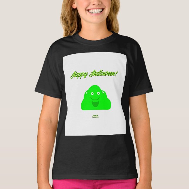 Halloween Blob Girls Black Basic T Shirt (Framsida)