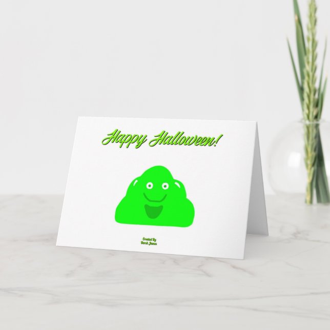 Halloween-blobens hälsningskort för Vågrät Kort (Framsida)