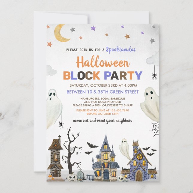 Halloween Block Party Inbjudningar (Framsida)