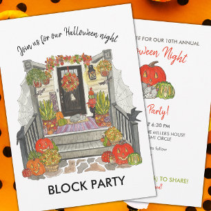 Halloween Block Party Inbjudningar