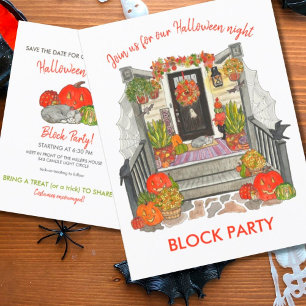 Halloween Block Party Meddelande Vykort