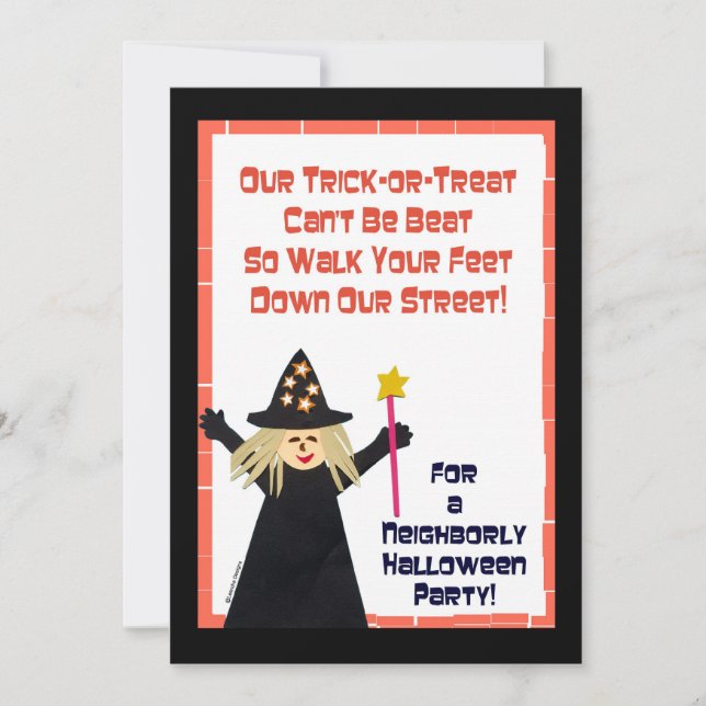 Halloween-blockpartiinbjudan Inbjudningar (Framsida)