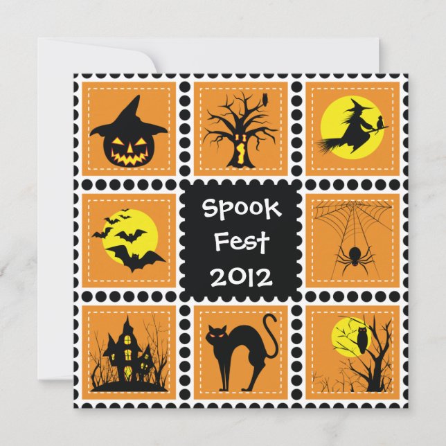 Halloween-blockpartiinbjudan Inbjudningar (Framsida)