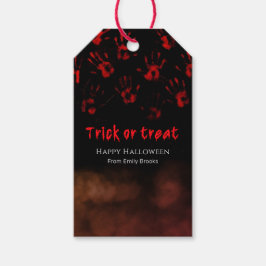 Halloween Blodiga Handavtryck Presentetikett
