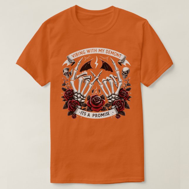 HALLOWEEN-bloggar med mina demoner Skeletons och R T Shirt (Design framsida)