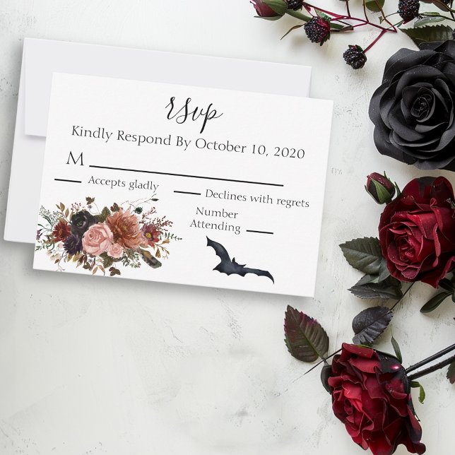 Halloween Blommig Höst Aquarell Blomma  OSA Kort (Skapare uppladdad)