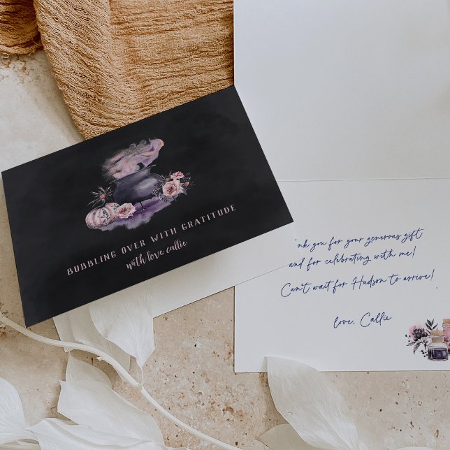 Halloween Blommigt Cauldron Tack Kort (Skapare uppladdad)