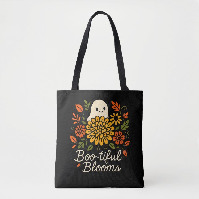 Halloween Blommigt Ghost Fall Flowers Spooky Tygkasse (Framsida)