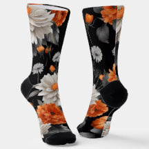 Halloween Blommigt Orange Black Novelty